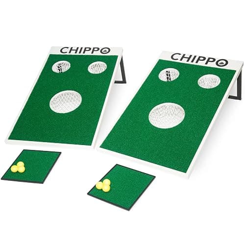 Chippo Golf Game & Cornhole Set Combo - Complete with Chippo Target Boards, Chipping Mats and Practice Golf Balls - 2-in-1 Outdoor Games & Activities for Backyard, Beach or Lawn - Image 1