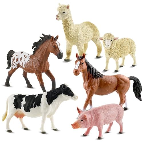 Zippytots 6PCS Farm Animal Toys for Kids 3-5 Realistic Plastic Farm Animal Figurines Educational Learning Toy for Toddlers Boys Girls Kids Farm Toys - Image 1