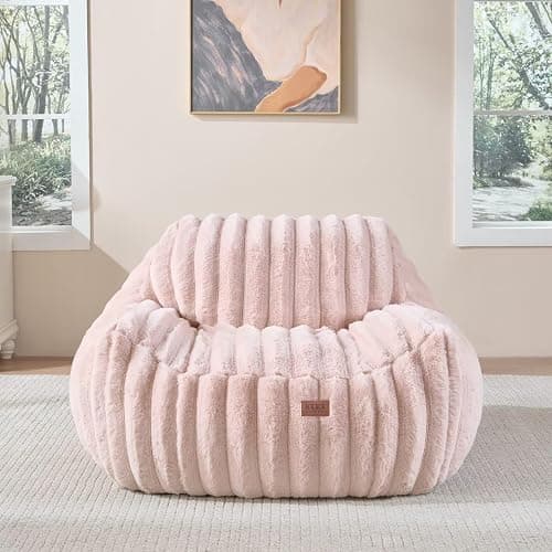 Giant Plush Bean Bag Chair for Adults with Armrests,Oversized Comfy Beanbag Lounge Lazy Floor Sofa Chair for Game Room,Living Room,Bedroom,Ultra Soft Mini Couch-Pink - Image 1