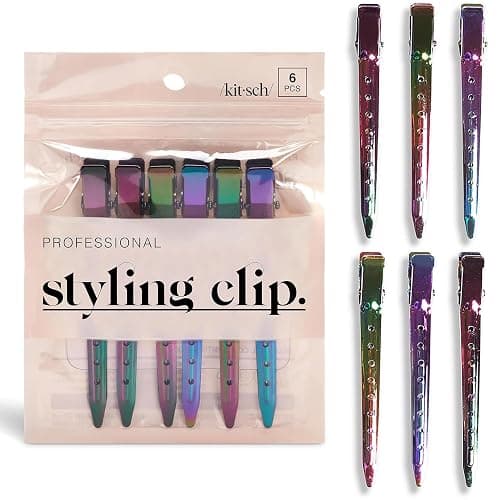 Kitsch Professional Alligator Clips for Hair Styling - Iridescent, 6 Pcs | 3.5" Aluminum Duckbill Hair Clips for Styling – Great Hair Sectioning Clips For Salon, Makeup Application - Image 1