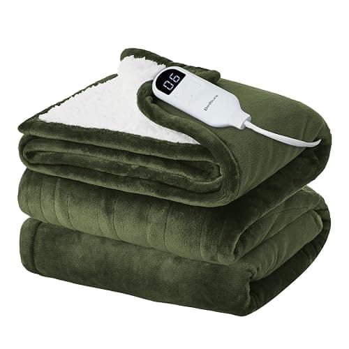 (#3 pick) Bedsure Electric Blanket Full Size - Soft Flannel Heated Blanket, Fast Heating with 10 Time Settings & 6 Heat Settings, Warm Gift for Grandma (72x84 inches, Olive Green) - Image 1