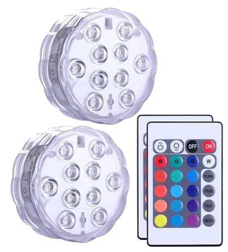 Qoolife Submersible LED Lights Remote Control Battery Powered, RGB Multi Color Changing Waterproof Light for Pool, Vase Base, Spa, Aquarium, Pond, Hot Tub, Decoration, Party, 2-Pack - 2-Pack - Image 1