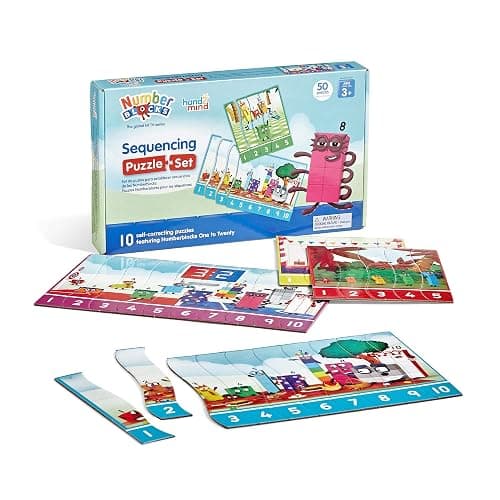 hand2mind Numberblocks Sequencing Puzzle Set, Sequence Cards, Matching Game, Math Toys, Toddler Educational Toys, Preschool Learning Activities, Kids Birthday Gifts, Easter Basket Stuffers for Kids - Image 1