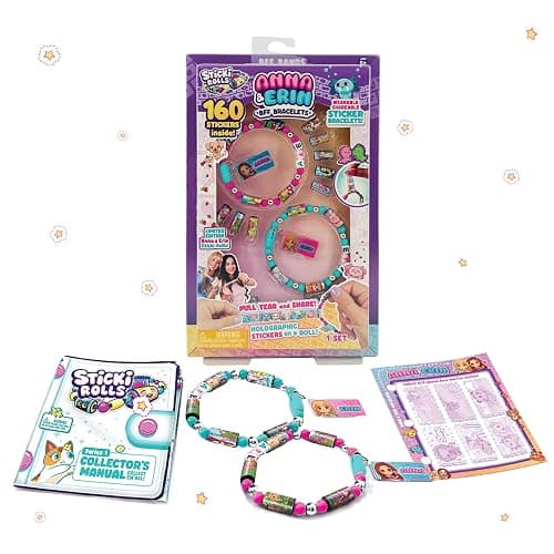 Sticki Rolls Anna & Erin BFF Pack – The Original Wearable Shareable Friendship Bracelets with 160+ Stickers | Collect and Share | Anna and Erin Charms | Ages 5 and Up - Image 1
