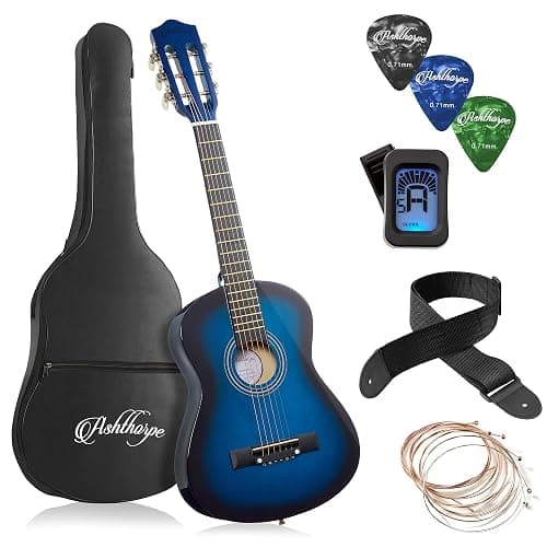 Ashthorpe 30-inch Kids Acoustic Guitar (Blue), Beginner Starter Kit with Gig Bag, Extra Strings, Strap, Picks, and Lessons - Image 1