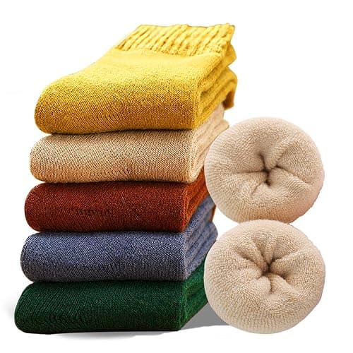 MOSOTECH Wool Socks for Women,5 Pairs Warm Winter Boot Socks for Hiking Walking, Thick Thermal Gifts Socks, Size 5-10 - Image 1