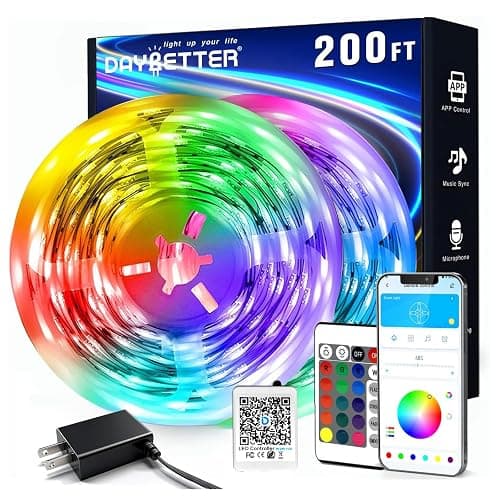 DAYBETTER LED Strip Lights 200 ft (2 Rolls of 100 ft), Smart App Control Lighting Bedroom Rome Decor with Remote, RGB Music Sync Color Changing LED Lights for Party - Image 1
