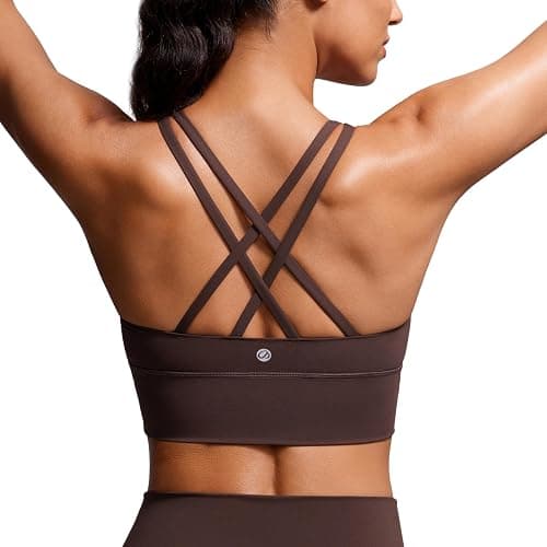 CRZ YOGA Naked Feeling Strappy Longline Sports Bras for Women - Medium Impact Criss Cross Yoga Padded Workout Crop Top - Image 1