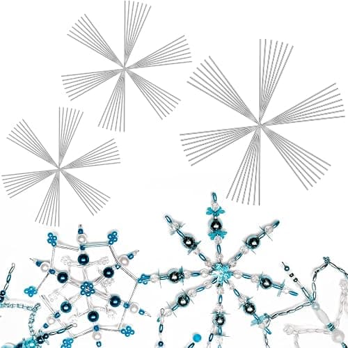 100 Pieces Snowflake Wire Forms Metal Snowflake Bead Wire for Fun Beading Project Christmas DIY Craft Making Supplies Winter Ornament, 3.7/4.3/5.9 Inch - Image 1