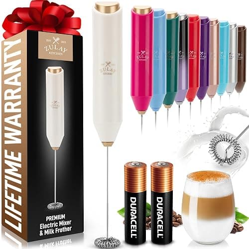 Zulay Kitchen Powerful Milk Frother AA Batteries Included – Ultra Fast Handheld Drink Mixer with Stainless Steel Whisk Stirrer for Coffee, Protein, Matcha & More, Frother Wand Electric Frothmate Cream - Image 1