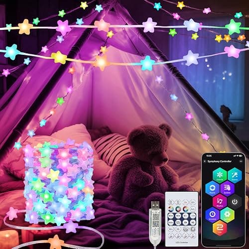 Smart Star Fairy Lights Plug in, 33Ft 16 Million Color Changing String Lights RGB Built in Chip APP & Remote Control DIY Music Sync Twinkle Light for Bedroom Christmas Decoration Christmas Gift - Image 1