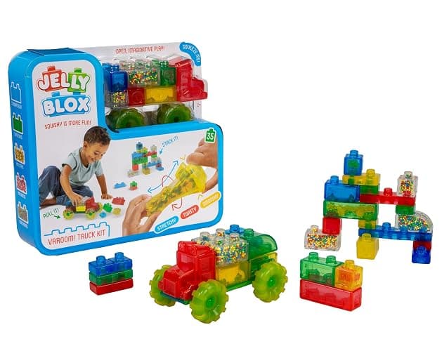 Goliath Jelly Blox Vrroom! Truck Kit | Includes 35 Blocks | Toddler & Preschool Building Blocks Kids Can Squeeze, Stretch, Squish | MESH ACCREDITED | Safety Tested Ouch-Free | Sensory Play Toy Ages 2+ - Image 1