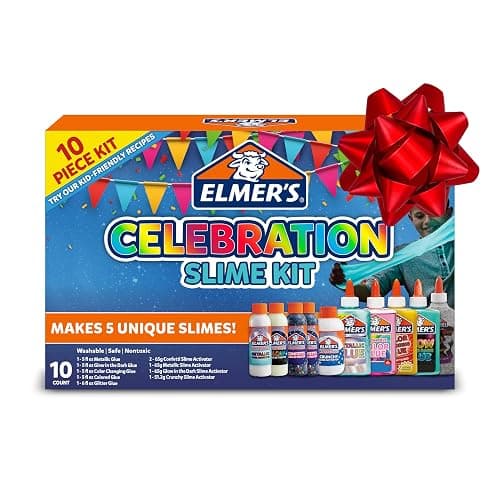Elmer's Celebration Slime Kit, Complete Slime Supplies with Assorted Magical Liquid Slime Activators and Assorted Liquid Glues, 10 Count - Perfect for Parties, Gift, Activity Time - Image 1