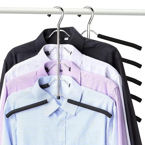 Hangers Space Saving Clothes Hanger 2 Packs Swing Arm Non Slip Padded Coat Hanger 5 Layers Heavy Duty Stainless Steel Sweater Shirt Hanger Closet Storage Organizer - Image 1