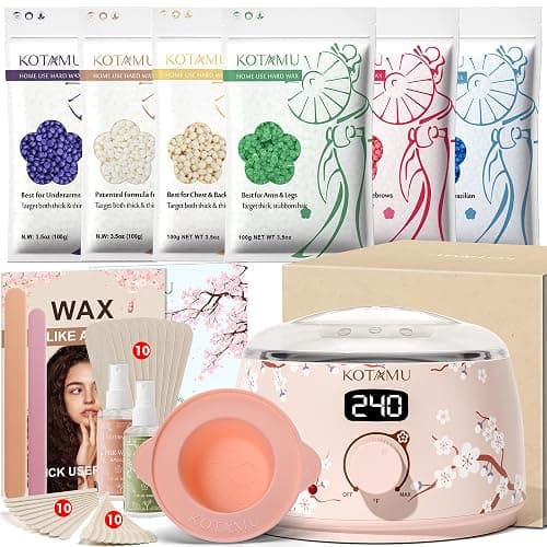 KOTAMU Waxing Kit for Women & Men, Professional Wax Warmer for Hair Removal with Silicone Pot, Wax Kit for Coarse Thick Fine Fuzzy Hair & Sensitive Skin, Waxing Warmer for Home Salon Use - Image 1