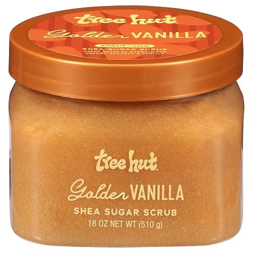 Tree Hut Golden Vanilla Shea Sugar Scrub Valentines Day Gifts For Her - Exfoliating, Hydrating & Moisturizing Body Scrub with Shea Butter & Natural Oils, Smooth & Soften Skin, 18 oz - Image 1