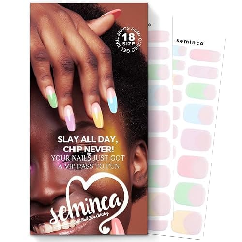 SEMINCA Semi Cured Gel Nail Strips-Semi Cured Gel Nail Art Wraps Back to School Nail Stickers At-Home Manicure Kit,14 Days Wear, Salon-Grade Works with Any UV/LED Lamps(Colorful Spring) - Image 1