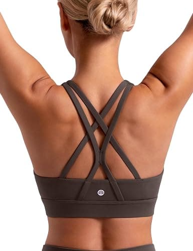 ENERBLOOM Sports Bras for Women Criss Cross Strappy Back Padded Removable Cups Medium Support for Yoga, Workout & Daily Wear - Image 1