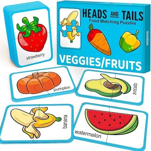 QUOKKA Toddler Puzzles Ages 2-4 – 100% Self-Correcting 16 Matching Pairs of Fruits Veggies – Educational Toddler Puzzles Ages 1-3 with 32 Pieces - Memory Matching Games for 3-5 Years Old Boys & Girls - Image 1