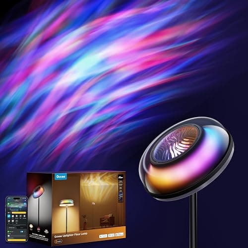 Govee Uplighter Floor Lamp for Living Room, RGBIC Ripple Projector, Floor Lamp for Bedroom, Compatible with SmartThings, Alexa, and Matter, LED Modern Corner Floor Light, Warm Cool White Standing Lamp - Image 1