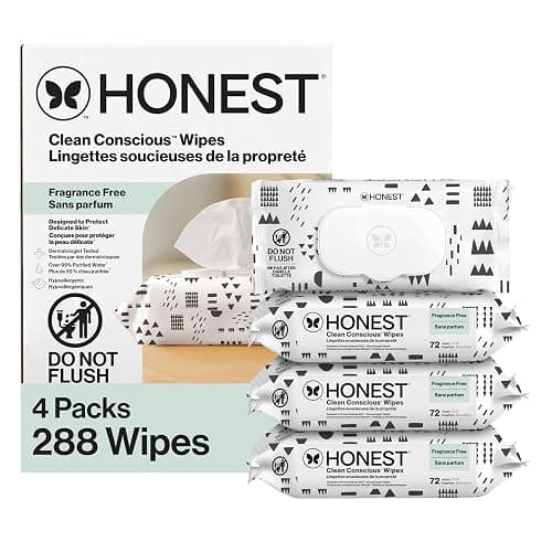 The Honest Company Hypoallergenic Multi-Use Baby Wipes for Sensitive Skin Baby Pattern Play 288 Count - Image 1