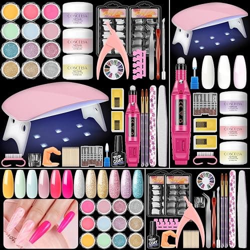 Acrylic Nail Kit for Beginners with Everything Nails Kit Acrylic Set with Drill and U V Light Professional Glitter Powder Decorations Rhinstones DIY Gifts for Women - Image 1