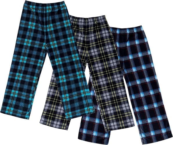 Mad Dog Concepts Boys Pajama Pants - Soft Micro Fleece PJ Bottoms for Kids Printed Plaid Design Boy's Sleepwear Size 6–20 3PK - Image 1