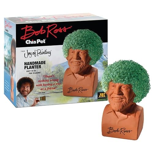 Chia Pet Bob Ross with Seed Pack, Decorative Pottery Planter, Easy to Do and Fun to Grow, Novelty Gift, Perfect for Any Occasion - Image 1