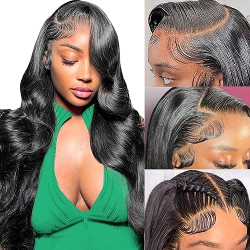 13x6 Lace Front Wigs Human Hair Pre Plucked 180 Density 26 Inch HD Body Wave Lace Front Wigs Human Hair 10A Frontal Wigs Human Hair wigs for Women Glueless Wigs Human Hair Pre Plucked Black wig - 26 Inch - black - Image 1