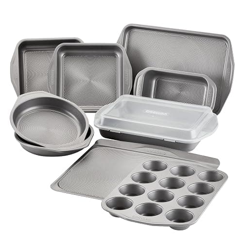 Circulon Total Nonstick Bakeware Set with Nonstick Bread Pan, Cookie Sheet, Baking Pan, Baking Sheet, Cake Pan and Muffin/Cupcake Pan - 10 Piece, Gray - Image 1