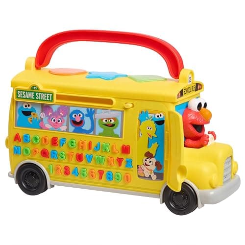 Sesame Street Elmo's Learn & Go School Bus Interactive Toy with Lights and Sounds, Toddlers Learn The Alphabet, Phonics, Numbers, Music, & More, Toy for Girls, Boys, Kids, Ages 2 and Up by Just Play - Image 1