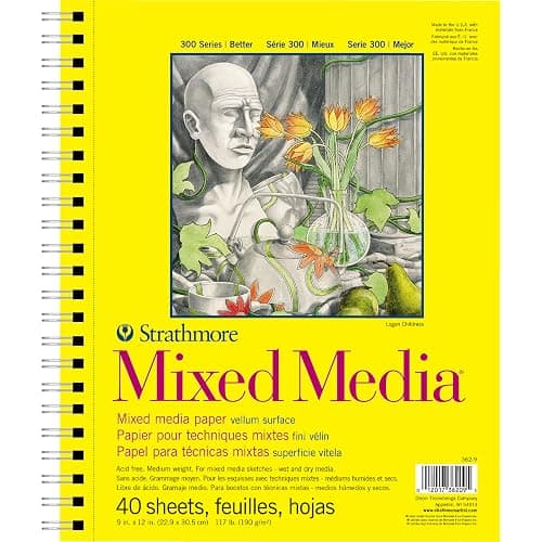 Strathmore 300 Series Mixed Media Paper Pad, Side Wire Bound, 9x12 inches, 40 Sheets (117lb/190g) - Artist Paper for Adults and Students - Watercolor, Gouache, Graphite, Ink, Pencil, Marker - Image 1