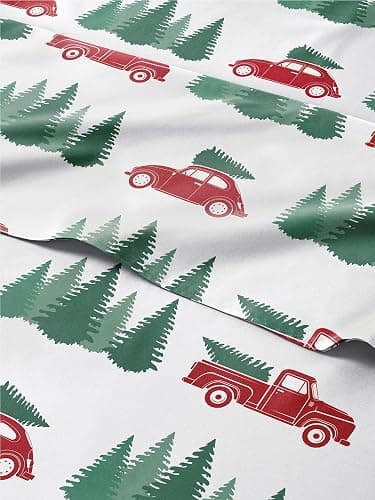 Full Christmas Christmas Tree Sheet Set - Holiday Xmas Pattern Bedding Set - Deep Pockets - Snug Fit - 4 Piece - Wrinkle Free - Cooling Comfy Festive Winter Holiday Sheets for Women, Men, Kids & Teens - Image 1