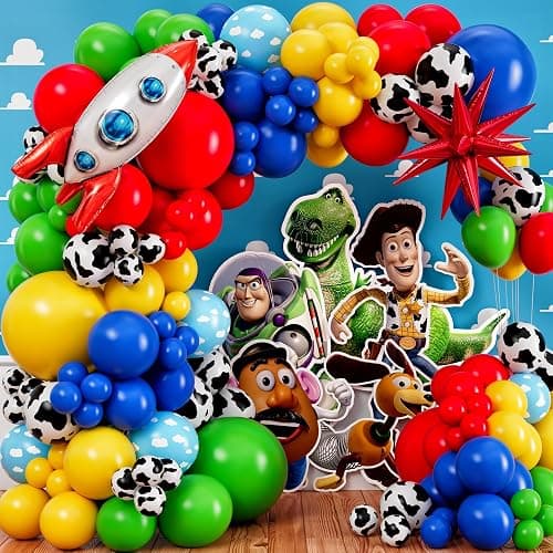 ALL-IN-1 Toy Story Balloons Arch Kit for It's A Boy Story Baby Shower Decorations Theme – Toys Story Balloon Garland Kit with Cloud & Cow Toy Story Balloons for First Boy Story Birthday Party Supplies - Image 1