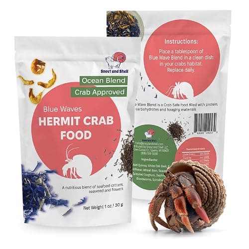 Blue Waves Hermit Crab Food – Marine Protein with Krill, Bloodworms & Sea Veggies – 30g – Snout and Shell - Image 1