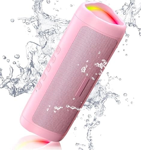 Bluetooth Speaker, IPX5 Waterproof Speaker with HD Sound, Up to 20H Playtime, TWS Pairing, BT5.3, Portable Wireless Speakers for Home/Party/Outdoor/Beach, Electronic Gadgets, Birthday Gift (Pink) - 1pcs-Pink - Image 1
