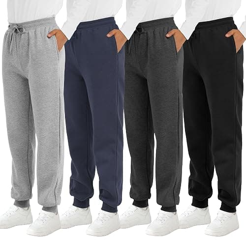 Resinta 4 Pack Boys' Fleece Sweatpants Kids Athletic Jogger Pants with Pockets Drawstring - Image 1