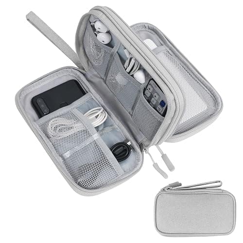 Skycase Electronic Organizer Travel Case - Waterproof Travel Cord Pouches for Organization, Cable Organizer, All-in-One Double Layers Storage Bag for Accessories, Charger, Cable, Grey- Medium - Image 1