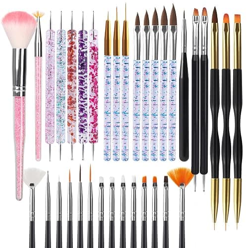 Artdone 35pcs Nail Art Pens brushes,Nail Art Tool Set,Nail Dotting Tools,Nail Dust Brush,Striping Nail Art Brushes for Long Lines,Nail Drawing Pen For Nail Design - Image 1