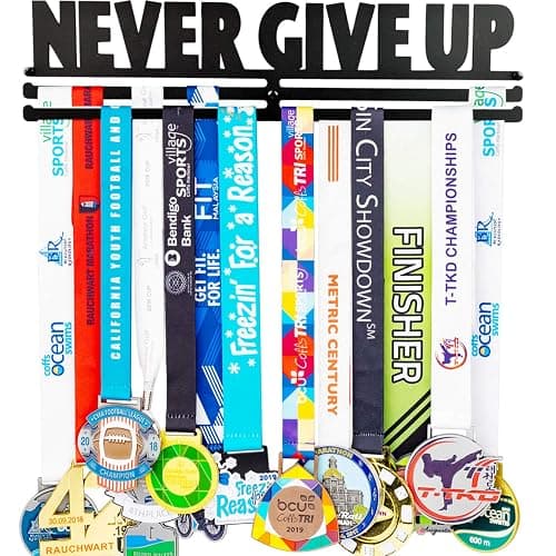 Miayork Medal Holder Display Hanger Rack Frame for Over 40 Medals-Sports Medal Hanger and Ribbon Display Holder Rack with Easy Hanging Bars - Image 1