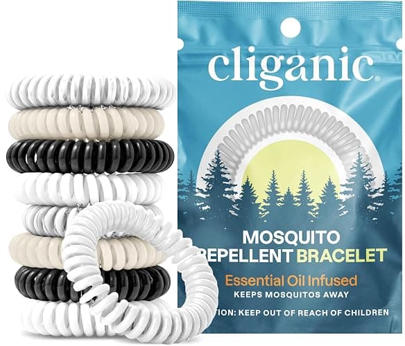 Cliganic Mosquito Repellent Bracelets for Kids & Adults, Natural, 10 Pack | DEET-Free, Plant-Based Bug Bands, Individually Wrapped, Easy to Use & Convenient for Travel & Outdoors, Hiking, Camping - Image 1
