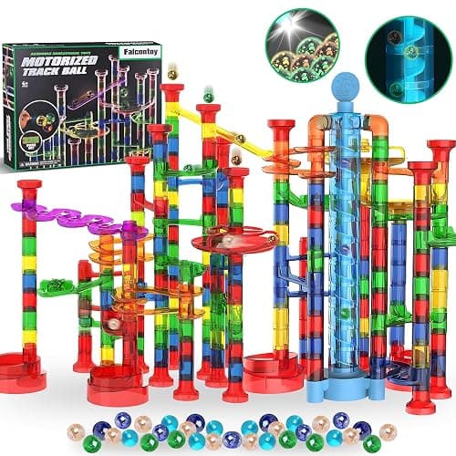 Glow-in-The-Dark Marble Run 325Pcs Set with Motorized Elevator, STEM Marble Maze Toy with 113 Marbles, Construction Building Blocks for Kids Ages 6+, Perfect Easter & Birthday Gift for Boys and Girls - Image 1