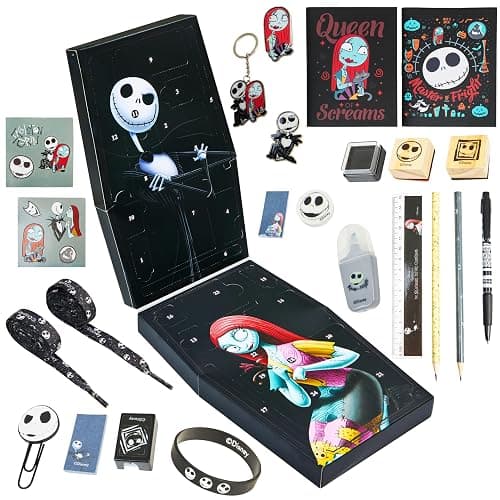 Disney The Nightmare Before Christmas Advent Calendar 2025 for Girls Teens, Notebook Marker Christmas Countdown Calendar, Surprise Gifts for Girls (Black) - Image 1