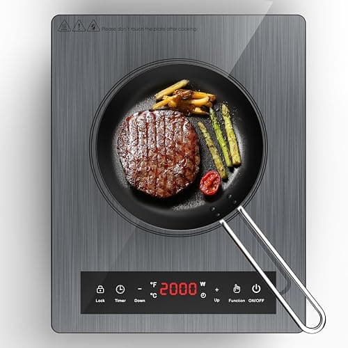 Portable Induction Cooktop, ANHANE 1800W Electric Cooktop, Induction Burner Countertop, 10 Temperature and 9 Power Setting, Kids Safety Lock for Cast Iron,Stainless Steel Cookware, 110V - Image 1