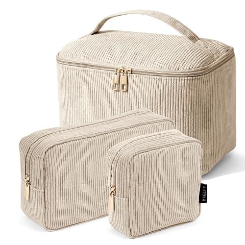 MAGEFY Small Makeup Bag for Purse Mini Cosmetics Bag Corduroy Cute Cosmetic Pouch for Women with Slip-in Pockets - Image 1