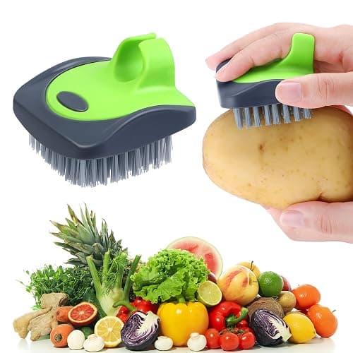 Aodaer Vegetable Brush Potato Scrubber Brush Silicone Hard and Soft Side Fruit Cleaning Tools for Delicate or Tough-Skinned Vegetables - Image 1