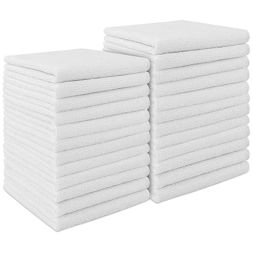 AIDEA White Microfiber Cleaning Cloth 24PK, Absorbent Cleaning Rags for Housekeeping, Lint Free, Scratch Free Wash Cloths, Microfiber Towels, Dish Towels White, Bar Rags, 11.5"x 11.5" - Image 1