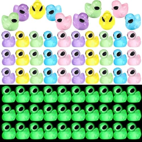 VioraWhite 100 Pcs Luminous Alien Duck Figurine Glow in The Dark Mini Funny UFO Sci-fi Resin Duck for Christmas Party Dashboard Decor Desk Collectible Cute Alien Decor Prize Boxes Stocking Stuffers - Image 1