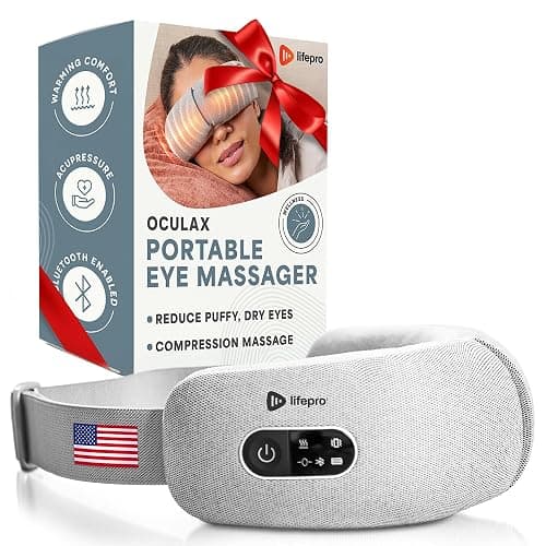 LifePro Portable FSA/HSA Eligible Eye Massager with Heat and Vibration-4 Soothing Modes for Compression Massage to Help Reduce Puffy and Dry Eyes-Rechargeable Heated Migraine Mask with Bluetooth Music - Image 1