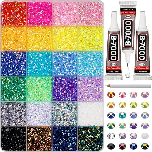 16000Pcs Resin Jelly Rhinestones for Bedazzling Crafting, Multi Colored 4mm Flatback Gems for Clothing Crafts Shoes t Shirts, Flat Back Assorted Color Bedazzled Jewels Crystals with 3X10ml b 7000 Glue - Image 1